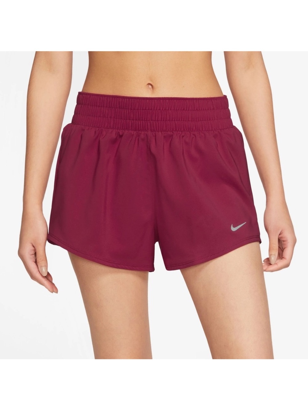 Nike | Women's One Dri-FIT Mid-Rise 3" Brief-Lined Shorts - Size L, dark Red
